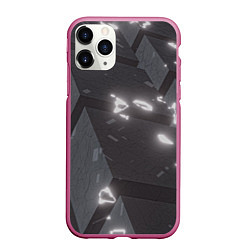Чехол iPhone 11 Pro матовый Серые кубы с сигилами, цвет: 3D-малиновый