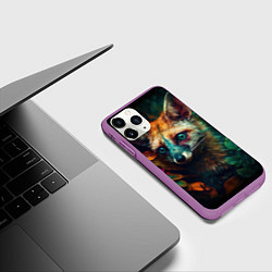 Чехол iPhone 11 Pro матовый Лисица в лесу, цвет: 3D-фиолетовый — фото 2