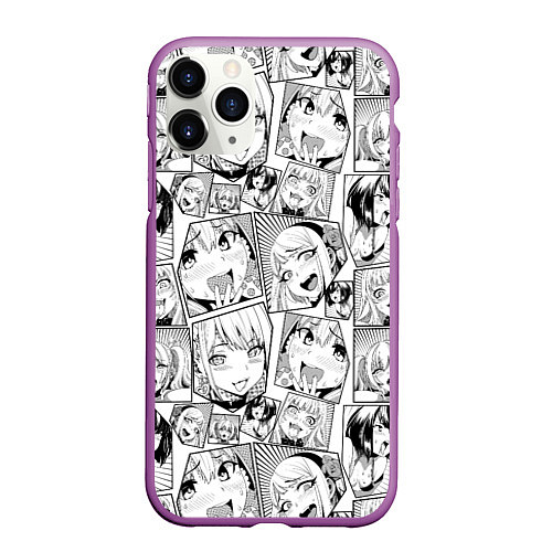 Чехол iPhone 11 Pro матовый Anime hentai ahegao / 3D-Фиолетовый – фото 1