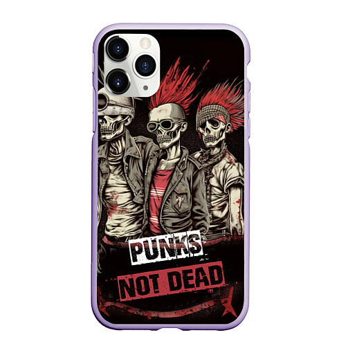 Чехол iPhone 11 Pro матовый Punks not dead / 3D-Светло-сиреневый – фото 1