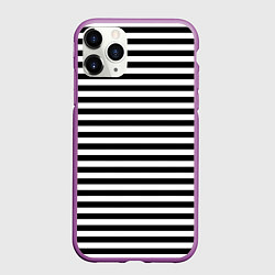 Чехол iPhone 11 Pro матовый Тельняшка черная Подводного флота ВМФ, цвет: 3D-фиолетовый