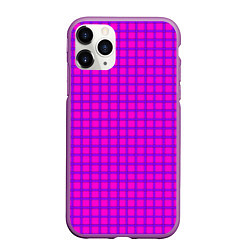 Чехол iPhone 11 Pro матовый Малиновый неоновый клетчатый узор, цвет: 3D-фиолетовый