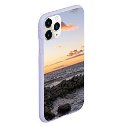 Чехол iPhone 11 Pro матовый Закат солнца на Финском заливе, цвет: 3D-светло-сиреневый — фото 2