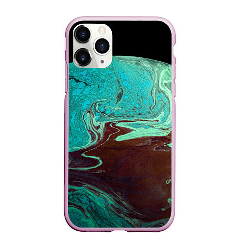 Чехол iPhone 11 Pro матовый Часть иссушённой планеты и космос / 3D-Розовый – фото 1