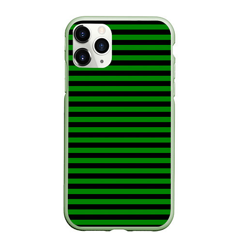 Чехол iPhone 11 Pro матовый Черно-зеленые полосы / 3D-Салатовый – фото 1