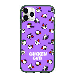 Чехол iPhone 11 Pro матовый Chicken Gun - паттерн, цвет: 3D-темно-зеленый