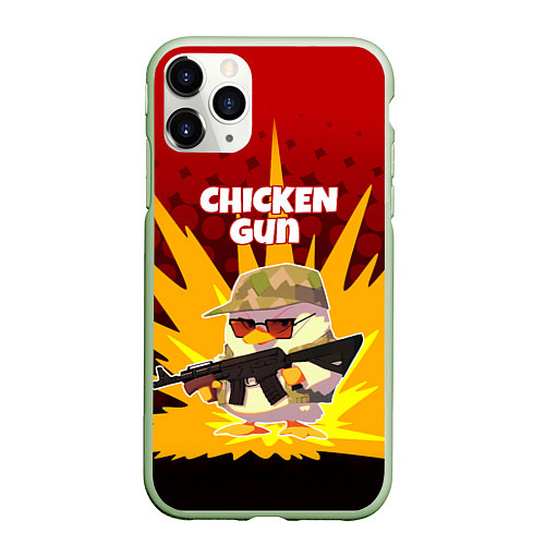 Чехол iPhone 11 Pro матовый Chicken Gun - спецназ / 3D-Салатовый – фото 1