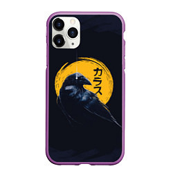 Чехол iPhone 11 Pro матовый Raven and moon, цвет: 3D-фиолетовый