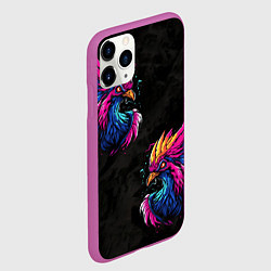Чехол iPhone 11 Pro матовый Киберпанк Птица, цвет: 3D-фиолетовый — фото 2