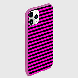 Чехол iPhone 11 Pro матовый Черно-розовые Эмо полосы, цвет: 3D-фиолетовый — фото 2
