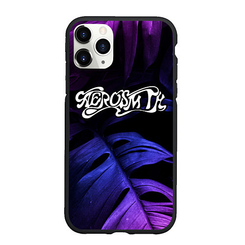 Чехол iPhone 11 Pro матовый Aerosmith neon monstera / 3D-Черный – фото 1