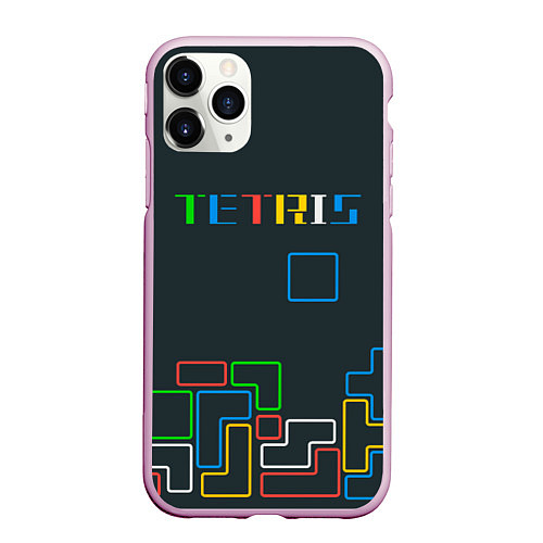 Чехол iPhone 11 Pro матовый Tetris neon / 3D-Розовый – фото 1