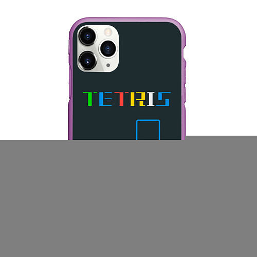 Чехол iPhone 11 Pro матовый Tetris neon / 3D-Фиолетовый – фото 1