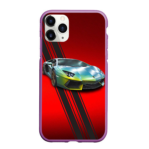 Чехол iPhone 11 Pro матовый Итальянский суперкар Lamborghini Reventon / 3D-Фиолетовый – фото 1