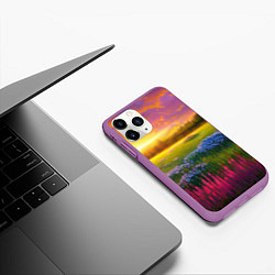 Чехол iPhone 11 Pro матовый Летний закат, цвет: 3D-фиолетовый — фото 2