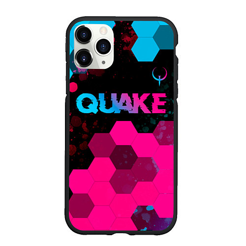 Чехол iPhone 11 Pro матовый Quake - neon gradient: символ сверху / 3D-Черный – фото 1
