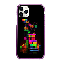 Чехол iPhone 11 Pro матовый Яркий тетрис, цвет: 3D-фиолетовый