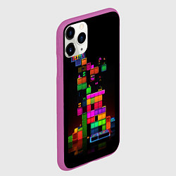 Чехол iPhone 11 Pro матовый Яркий тетрис, цвет: 3D-фиолетовый — фото 2