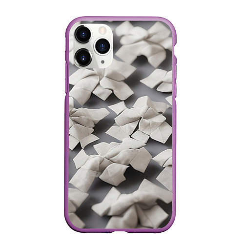 Чехол iPhone 11 Pro матовый Узоры оригами / 3D-Фиолетовый – фото 1