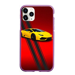 Чехол iPhone 11 Pro матовый Итальянский гиперкар Lamborghini Aventador, цвет: 3D-фиолетовый