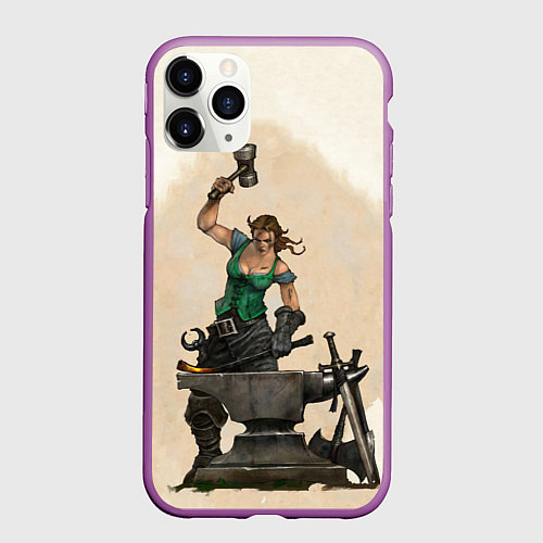 Чехол iPhone 11 Pro матовый Fable II Кувалда / 3D-Фиолетовый – фото 1