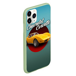 Чехол iPhone 11 Pro матовый Американский спорткар Chevrolet Corvette Stingray, цвет: 3D-салатовый — фото 2