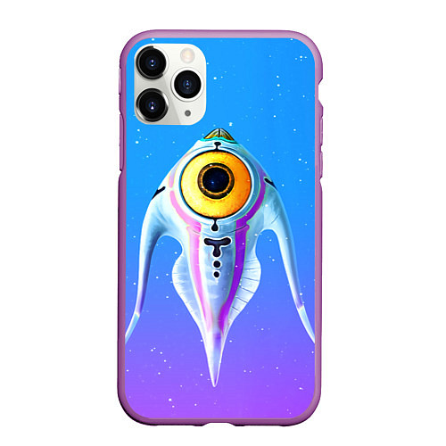 Чехол iPhone 11 Pro матовый Subnautica инопланетная рыба / 3D-Фиолетовый – фото 1