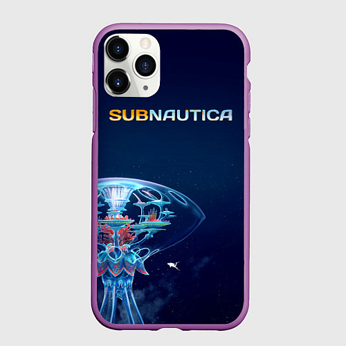 Чехол iPhone 11 Pro матовый Subnautica подводный город / 3D-Фиолетовый – фото 1