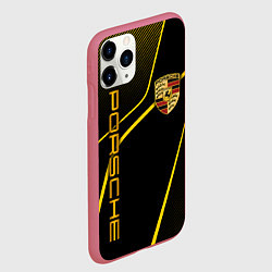 Чехол iPhone 11 Pro матовый Porsche - Gold line, цвет: 3D-малиновый — фото 2