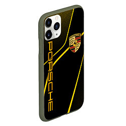 Чехол iPhone 11 Pro матовый Porsche - Gold line, цвет: 3D-темно-зеленый — фото 2