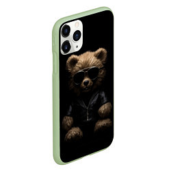 Чехол iPhone 11 Pro матовый Брутальный плюшевый медведь, цвет: 3D-салатовый — фото 2