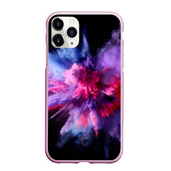 Чехол iPhone 11 Pro матовый Фиолетовый с белым паттерн, цвет: 3D-розовый