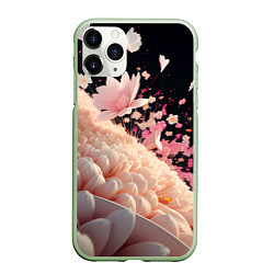 Чехол iPhone 11 Pro матовый Множество розовых цветов, цвет: 3D-салатовый