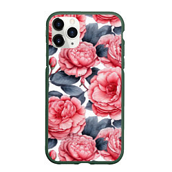 Чехол iPhone 11 Pro матовый Цветы и бутоны розы - паттерн