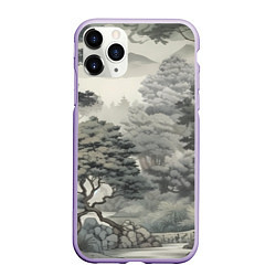 Чехол iPhone 11 Pro матовый Японский лес, цвет: 3D-светло-сиреневый