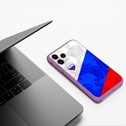 Чехол iPhone 11 Pro матовый Сердечко - Россия, цвет: 3D-фиолетовый — фото 2