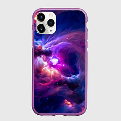 Чехол iPhone 11 Pro матовый Небула в космосе в фиолетовых тонах - нейронная се, цвет: 3D-фиолетовый