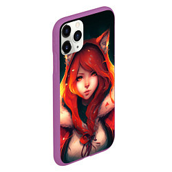 Чехол iPhone 11 Pro матовый Рыжая девушка-лиса, цвет: 3D-фиолетовый — фото 2