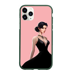 Чехол iPhone 11 Pro матовый Girl in black dress - pink