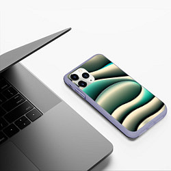 Чехол iPhone 11 Pro матовый Зеленая плавная волна, цвет: 3D-светло-сиреневый — фото 2