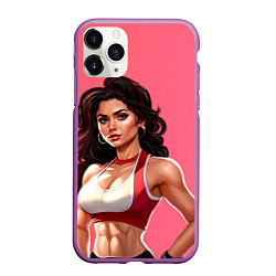 Чехол iPhone 11 Pro матовый Спортивная девушка с прессом