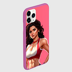 Чехол iPhone 11 Pro матовый Спортивная девушка с прессом, цвет: 3D-фиолетовый — фото 2