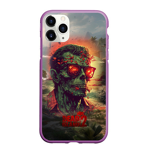 Чехол iPhone 11 Pro матовый Dead island 2 zombie / 3D-Фиолетовый – фото 1