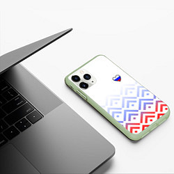 Чехол iPhone 11 Pro матовый Сердечко россии - треугольники, цвет: 3D-салатовый — фото 2