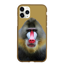 Чехол iPhone 11 Pro матовый Мандрил обезьяна, цвет: 3D-коричневый