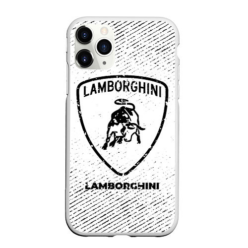 Чехол iPhone 11 Pro матовый Lamborghini с потертостями на светлом фоне / 3D-Белый – фото 1