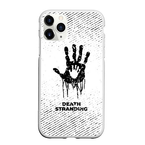 Чехол iPhone 11 Pro матовый Death Stranding с потертостями на светлом фоне / 3D-Белый – фото 1