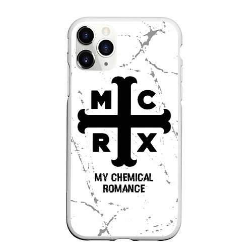 Чехол iPhone 11 Pro матовый My Chemical Romance glitch на светлом фоне / 3D-Белый – фото 1