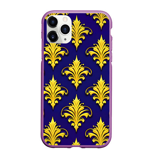 Чехол iPhone 11 Pro матовый Геральдические лилии / 3D-Фиолетовый – фото 1