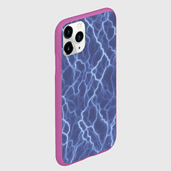 Чехол iPhone 11 Pro матовый Электрический разряд на голубом фоне, цвет: 3D-фиолетовый — фото 2